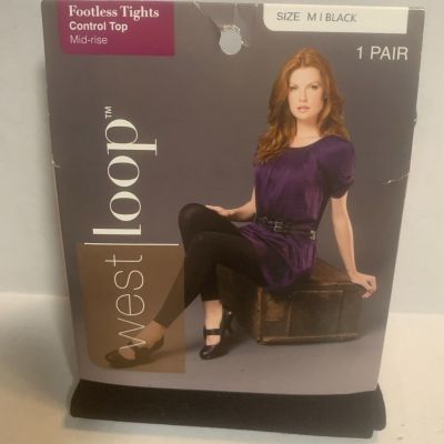 West Loop Footless Tights Size M Control top Black Unisex